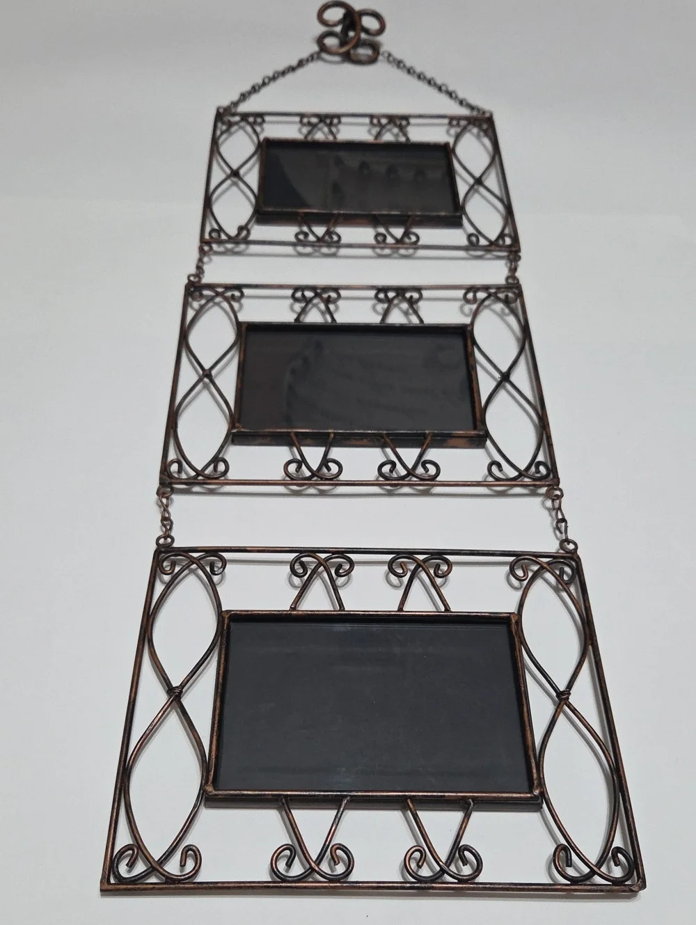 Three-Panel Decorative Metal Wall Frame in Bronze